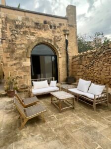 Patio at Il-Marhab AirBnB in Malta.