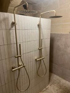 Showers at Il-Marhab AirBnB in Malta.