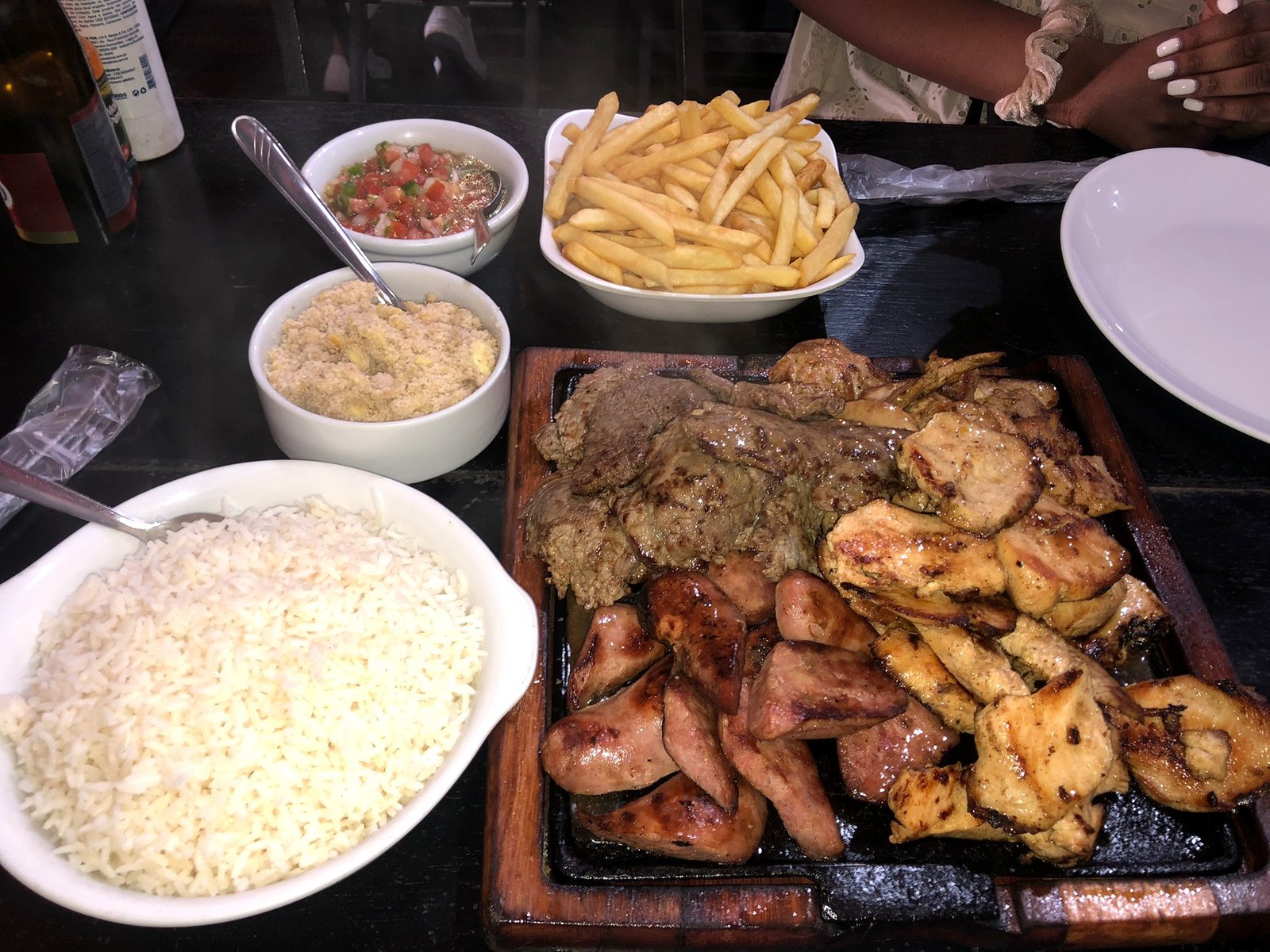 meat, chips and rice paltter in rio de janeiro