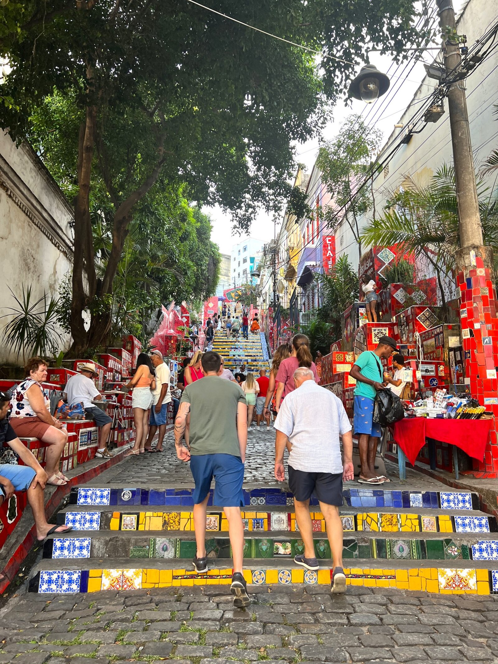 People walking up Escadaria Selarón